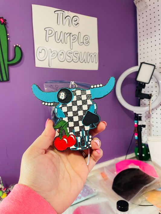 8Ball Spade Checker bull skull